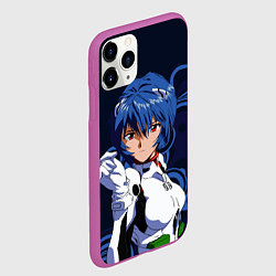 Чехол iPhone 11 Pro матовый Рей Аянами - холодная девочка, цвет: 3D-фиолетовый — фото 2