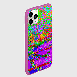 Чехол iPhone 11 Pro матовый Пиксельный глитч-арт паттерн, цвет: 3D-фиолетовый — фото 2