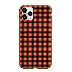 Чехол iPhone 11 Pro матовый Оранжево-черный клетчатый узор, цвет: 3D-коричневый