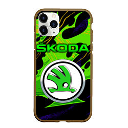 Чехол iPhone 11 Pro матовый SKODA - ОРГАНИЧЕСКИЙ ЗЕЛЁНЫЙ, цвет: 3D-коричневый