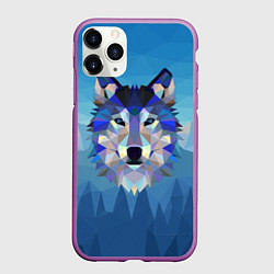 Чехол iPhone 11 Pro матовый Лоу Поли Волк Арт, цвет: 3D-фиолетовый
