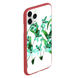 Чехол iPhone 11 Pro матовый Flowers green light, цвет: 3D-красный — фото 2