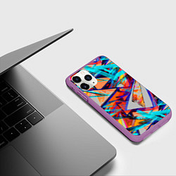 Чехол iPhone 11 Pro матовый Яркий неоновый абстрактный узор, цвет: 3D-фиолетовый — фото 2