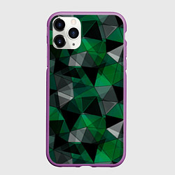 Чехол iPhone 11 Pro матовый Зеленый, серый и черный геометрический, цвет: 3D-фиолетовый