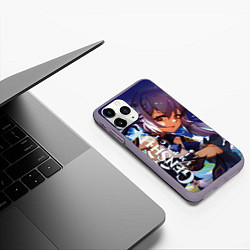 Чехол iPhone 11 Pro матовый Кэ Цин из Genshin Impact, цвет: 3D-серый — фото 2