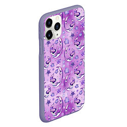 Чехол iPhone 11 Pro матовый Танцующие русалки на фиолетовом, цвет: 3D-серый — фото 2