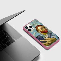 Чехол iPhone 11 Pro матовый Ван Гог Селфи - Арт Портрет, цвет: 3D-малиновый — фото 2
