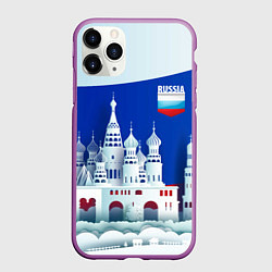 Чехол iPhone 11 Pro матовый Moscow: made in Russia, цвет: 3D-фиолетовый