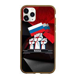 Чехол iPhone 11 Pro матовый Русская сила: кулаки, цвет: 3D-коричневый