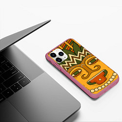 Чехол iPhone 11 Pro матовый Polynesian tiki CHILLING, цвет: 3D-малиновый — фото 2