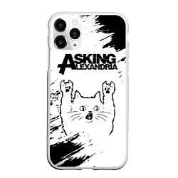 Чехол iPhone 11 Pro матовый Asking Alexandria рок кот на светлом фоне, цвет: 3D-белый