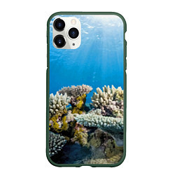 Чехол iPhone 11 Pro матовый Кораллы в тропических водах индийского океана, цвет: 3D-темно-зеленый