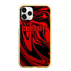 Чехол iPhone 11 Pro матовый Кроссфит - красные разводы, цвет: 3D-желтый