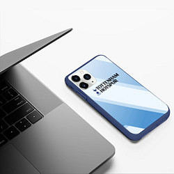 Чехол iPhone 11 Pro матовый Tottenham hotspur Голубые полосы, цвет: 3D-тёмно-синий — фото 2