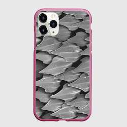 Чехол iPhone 11 Pro матовый Кожа акулы - броня, цвет: 3D-малиновый