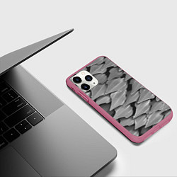 Чехол iPhone 11 Pro матовый Кожа акулы - броня, цвет: 3D-малиновый — фото 2