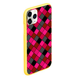 Чехол iPhone 11 Pro матовый Розово-красный геометрический узор, цвет: 3D-желтый — фото 2