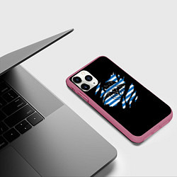 Чехол iPhone 11 Pro матовый Спецназ ГРУ - порванная, цвет: 3D-малиновый — фото 2