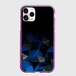 Чехол iPhone 11 Pro матовый Черно-синий геометрический, цвет: 3D-фиолетовый
