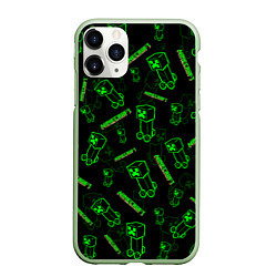 Чехол iPhone 11 Pro матовый Minecraft - Creeper салатовый неон, цвет: 3D-салатовый