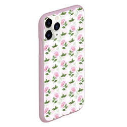 Чехол iPhone 11 Pro матовый Садовые розы, паттерн, цвет: 3D-розовый — фото 2