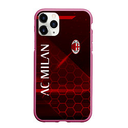 Чехол iPhone 11 Pro матовый Ac milan Соты, цвет: 3D-малиновый