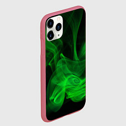Чехол iPhone 11 Pro матовый Зелёный абстрактный дым, цвет: 3D-малиновый — фото 2