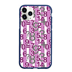 Чехол iPhone 11 Pro матовый Бело-розовый узор Арифметика, цвет: 3D-тёмно-синий