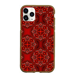 Чехол iPhone 11 Pro матовый Красные абстрактные круглые узоры