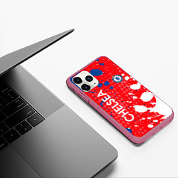 Чехол iPhone 11 Pro матовый Chelsea Краска, цвет: 3D-малиновый — фото 2