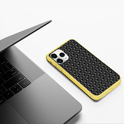 Чехол iPhone 11 Pro матовый Милые Чёрные Мордочки Котов, цвет: 3D-желтый — фото 2