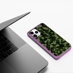 Чехол iPhone 11 Pro матовый Камуфляж зелёного цвета, цвет: 3D-фиолетовый — фото 2
