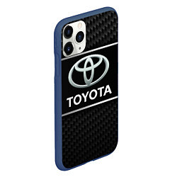 Чехол iPhone 11 Pro матовый Toyota Карбон, цвет: 3D-тёмно-синий — фото 2