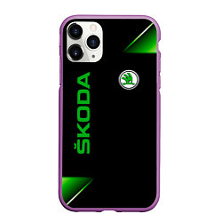 Чехол iPhone 11 Pro матовый Skoda Sport Абстракция, цвет: 3D-фиолетовый