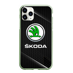 Чехол iPhone 11 Pro матовый Skoda Абстракция, цвет: 3D-салатовый