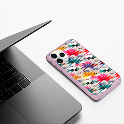Чехол iPhone 11 Pro матовый Многоцветный абстрактный геометрический, цвет: 3D-розовый — фото 2