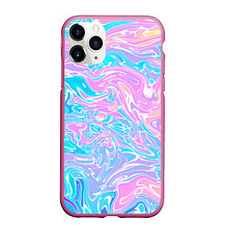 Чехол iPhone 11 Pro матовый Liquid holographic waves, цвет: 3D-малиновый