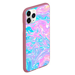 Чехол iPhone 11 Pro матовый Liquid holographic waves, цвет: 3D-малиновый — фото 2