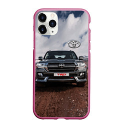 Чехол iPhone 11 Pro матовый Toyota Land Cruiser in the mountains, цвет: 3D-малиновый