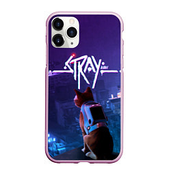 Чехол iPhone 11 Pro матовый Stray кот неон, цвет: 3D-розовый