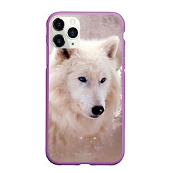 Чехол iPhone 11 Pro матовый Белый зимний волк, цвет: 3D-фиолетовый