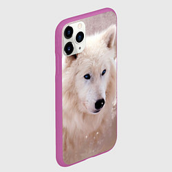 Чехол iPhone 11 Pro матовый Белый зимний волк, цвет: 3D-фиолетовый — фото 2