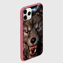 Чехол iPhone 11 Pro матовый Морда злого волка, цвет: 3D-малиновый — фото 2
