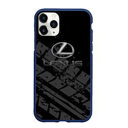 Чехол iPhone 11 Pro матовый Lexus - След шины, цвет: 3D-тёмно-синий