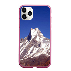 Чехол iPhone 11 Pro матовый Мачапучаре, священная гора - дом бога Шивы, закрыт, цвет: 3D-малиновый
