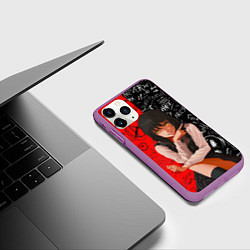 Чехол iPhone 11 Pro матовый Митака демон войны - человек бензопила, цвет: 3D-фиолетовый — фото 2
