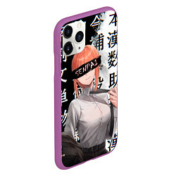Чехол iPhone 11 Pro матовый Макима Chainsaw Man Иероглифы, цвет: 3D-фиолетовый — фото 2