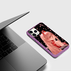 Чехол iPhone 11 Pro матовый Power Chainsaw Man иероглифы, цвет: 3D-фиолетовый — фото 2