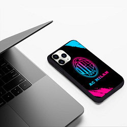 Чехол iPhone 11 Pro матовый AC Milan - neon gradient, цвет: 3D-черный — фото 2