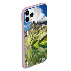 Чехол iPhone 11 Pro матовый Живописное горное озеро, цвет: 3D-розовый — фото 2